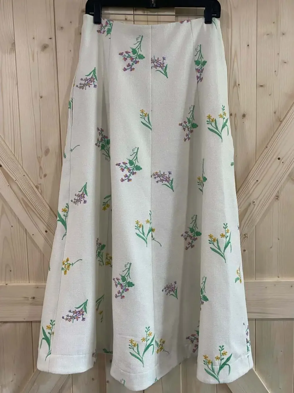 Anne Fernandes Premium Collection Floral Embroidered Midi Skirt Size L - Picture 2 of 9
